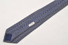 Authentic HERMES Vintage Tie Necktie Chain Pattern Silk 990SA Navy Blue 1399I