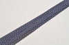 Authentic HERMES Vintage Tie Necktie Chain Pattern Silk 990SA Navy Blue 1399I