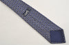 Authentic HERMES Vintage Tie Necktie Chain Pattern Silk 990SA Navy Blue 1399I