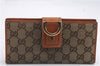 Authentic GUCCI Abbey Long Wallet Purse GG Canvas Leather 141412 Brown 1400D