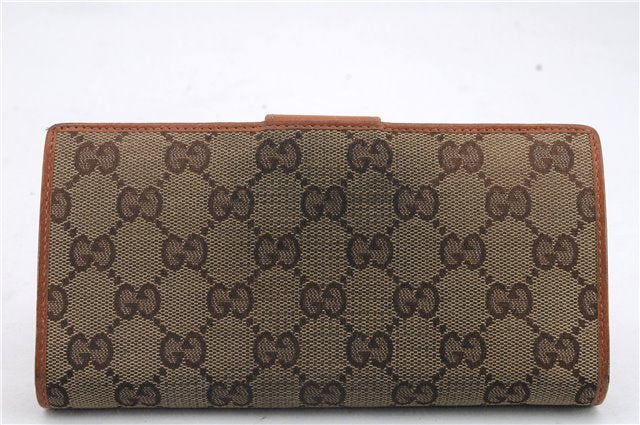 Authentic GUCCI Abbey Long Wallet Purse GG Canvas Leather 141412 Brown 1400D