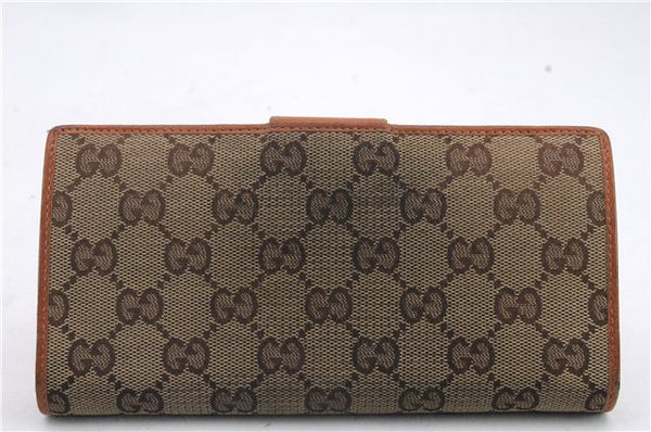 Authentic GUCCI Abbey Long Wallet Purse GG Canvas Leather 141412 Brown 1400D