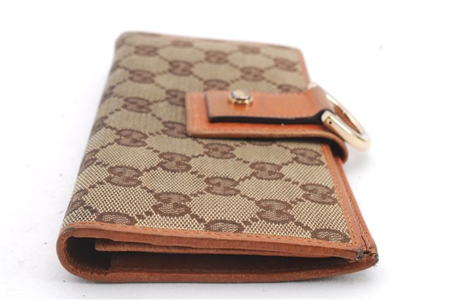 Authentic GUCCI Abbey Long Wallet Purse GG Canvas Leather 141412 Brown 1400D