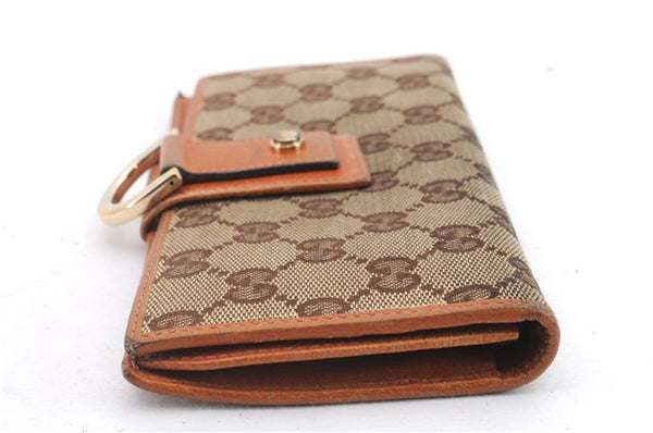 Authentic GUCCI Abbey Long Wallet Purse GG Canvas Leather 141412 Brown 1400D