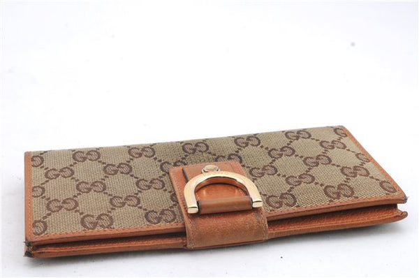 Authentic GUCCI Abbey Long Wallet Purse GG Canvas Leather 141412 Brown 1400D