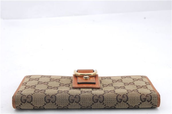 Authentic GUCCI Abbey Long Wallet Purse GG Canvas Leather 141412 Brown 1400D