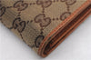 Authentic GUCCI Abbey Long Wallet Purse GG Canvas Leather 141412 Brown 1400D