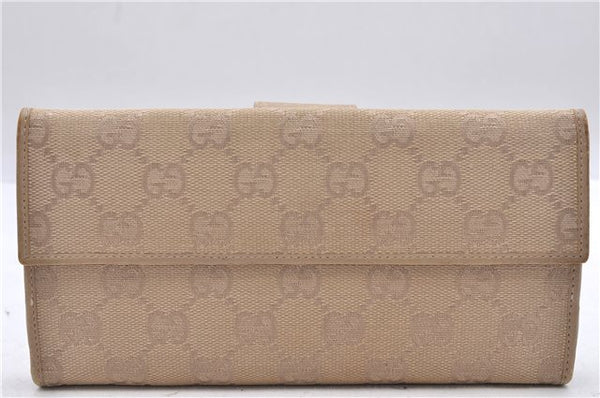 Authentic GUCCI Long Wallet Purse GG Canvas Leather 74210 Beige 1401D