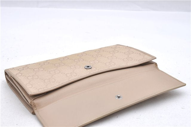 Authentic GUCCI Long Wallet Purse GG Canvas Leather 74210 Beige 1401D