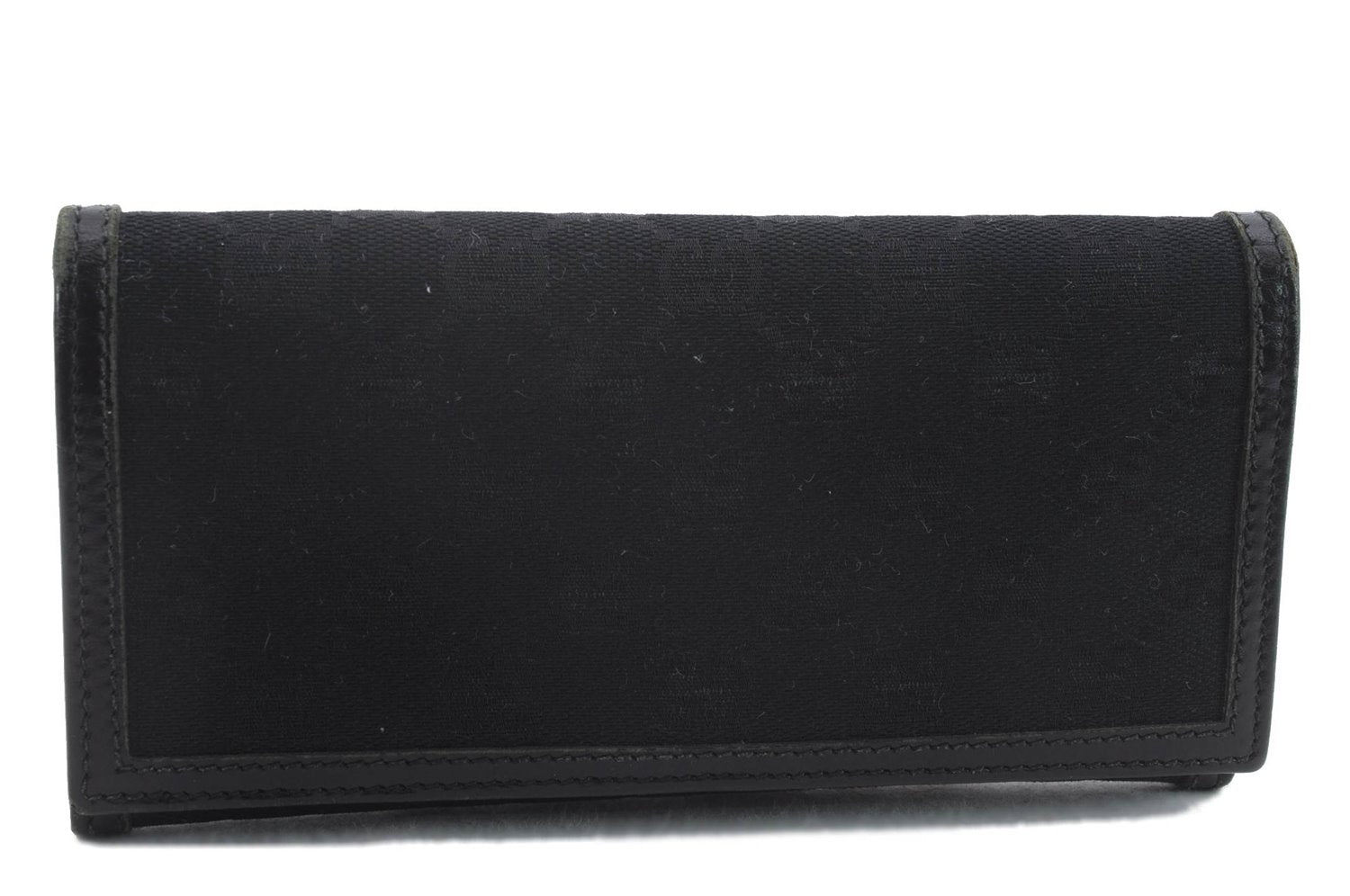 Authentic GUCCI Long Wallet Purse GG Canvas Leather 225833 Black 1402D