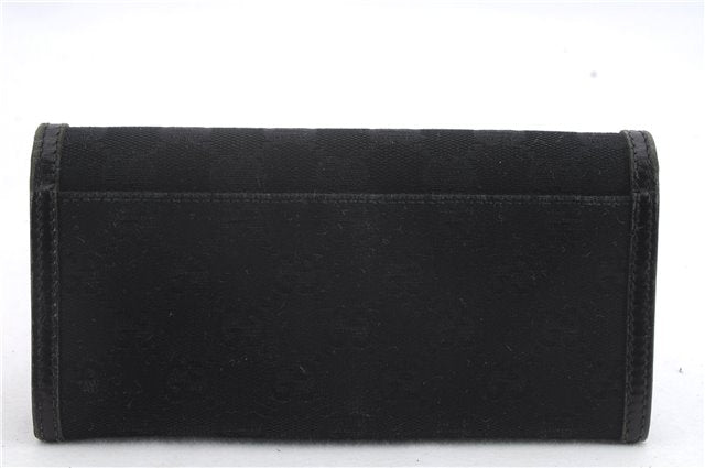 Authentic GUCCI Long Wallet Purse GG Canvas Leather 225833 Black 1402D