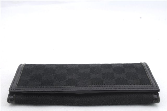 Authentic GUCCI Long Wallet Purse GG Canvas Leather 225833 Black 1402D