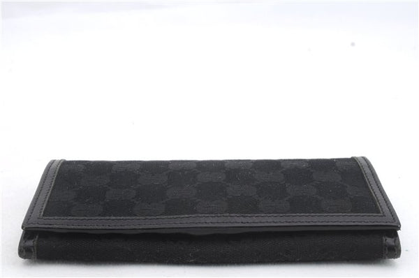 Authentic GUCCI Long Wallet Purse GG Canvas Leather 225833 Black 1402D