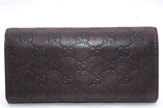 Authentic GUCCI Guccissima Leather Long Wallet Purse Brown 1404D