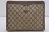 Authentic GUCCI Vintage Clutch Hand Bag Purse GG PVC Leather Brown 1404I