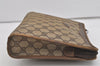Authentic GUCCI Vintage Clutch Hand Bag Purse GG PVC Leather Brown 1404I