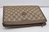 Authentic GUCCI Vintage Clutch Hand Bag Purse GG PVC Leather Brown 1404I