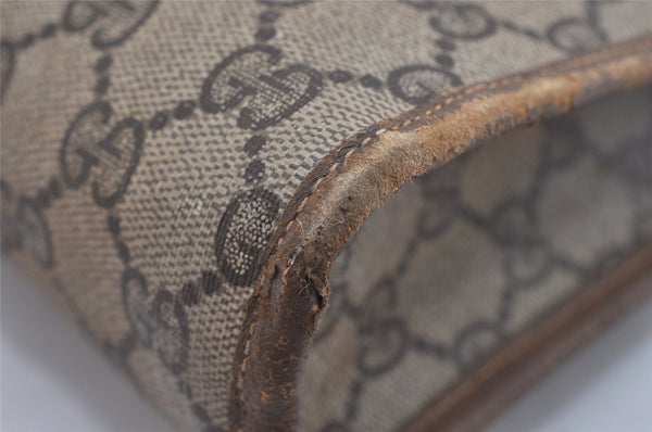 Authentic GUCCI Vintage Clutch Hand Bag Purse GG PVC Leather Brown 1404I