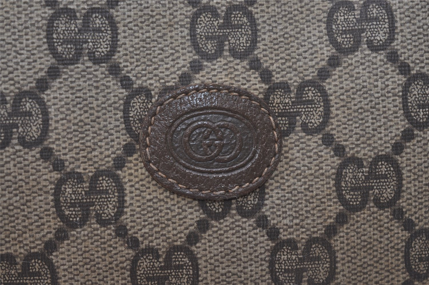 Authentic GUCCI Vintage Clutch Hand Bag Purse GG PVC Leather Brown 1404I