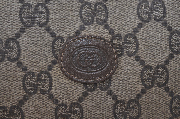 Authentic GUCCI Vintage Clutch Hand Bag Purse GG PVC Leather Brown 1404I