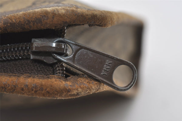 Authentic GUCCI Vintage Clutch Hand Bag Purse GG PVC Leather Brown 1404I