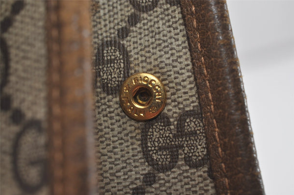 Authentic GUCCI Vintage Clutch Hand Bag Purse GG PVC Leather Brown 1404I