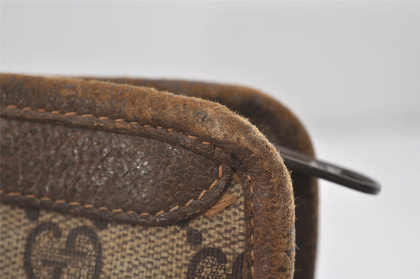 Authentic GUCCI Vintage Clutch Hand Bag Purse GG PVC Leather Brown 1404I