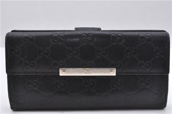 Authentic GUCCI Guccissima Leather Long Wallet Purse 112715 Black Junk 1405D