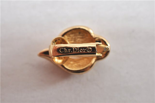 Authentic Christian Dior Rhinestone Clip-On Earrings Gold Plating CD 1405G