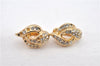 Authentic Christian Dior Rhinestone Clip-On Earrings Gold Plating CD 1405G