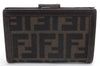 Authentic FENDI Zucca Bifold Wallet Purse Canvas Leather Brown 1406D