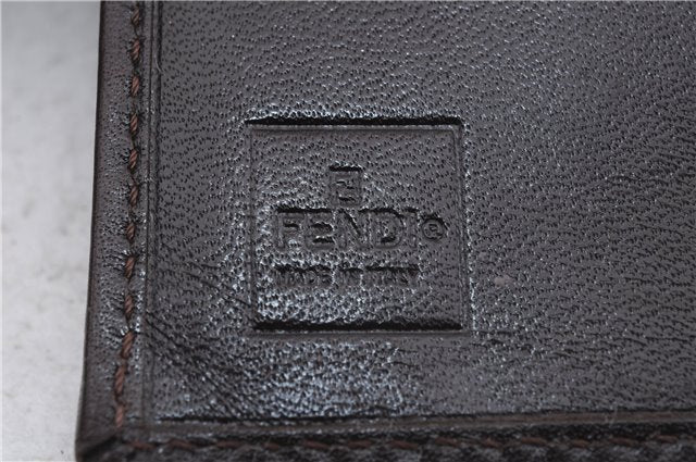 Authentic FENDI Zucca Bifold Wallet Purse Canvas Leather Brown 1406D