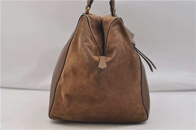 Authentic FENDI Leather Suede Shoulder Tote Bag Brown 1406E