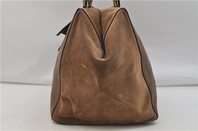 Authentic FENDI Leather Suede Shoulder Tote Bag Brown 1406E