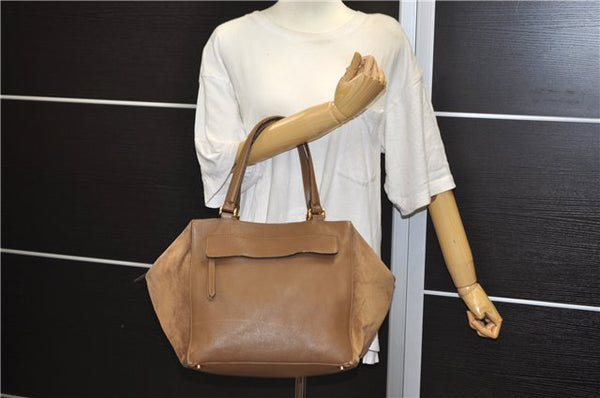 Authentic FENDI Leather Suede Shoulder Tote Bag Brown 1406E