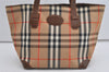 Authentic Burberrys Nova Check Hand Tote Bag Canvas Leather Beige 1407I