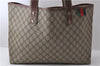 Auth GUCCI Web Sherry Line Shoulder Tote Bag GG PVC Leather 211134 Brown 1409D