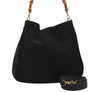 Authentic GUCCI Bamboo 2Way Shoulder Tote Bag Suede Leather Black Junk 1409I