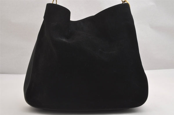 Authentic GUCCI Bamboo 2Way Shoulder Tote Bag Suede Leather Black Junk 1409I