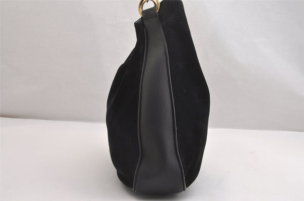 Authentic GUCCI Bamboo 2Way Shoulder Tote Bag Suede Leather Black Junk 1409I