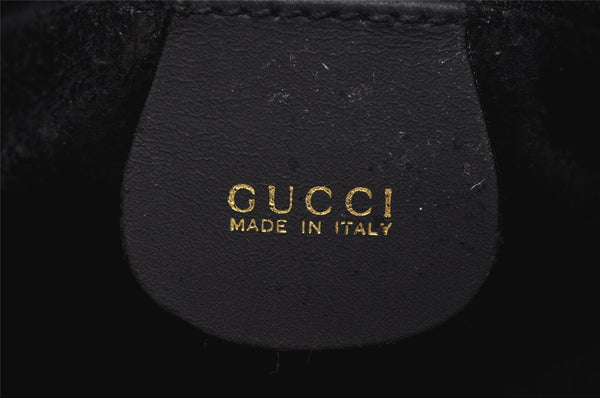 Authentic GUCCI Bamboo 2Way Shoulder Tote Bag Suede Leather Black Junk 1409I