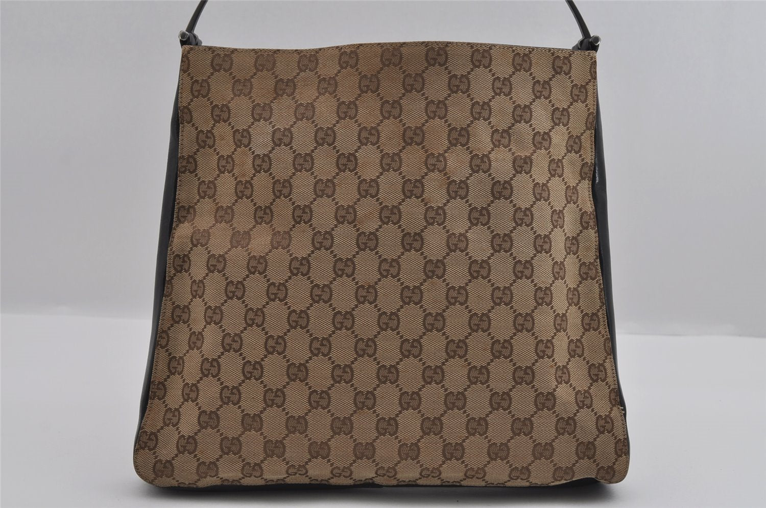 Authentic GUCCI Vintage Shoulder Hand Bag GG Canvas Leather 0013181 Brown 1410I