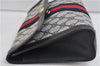 Authentic GUCCI Sherry Line Clutch Hand Bag Purse GG PVC Leather Navy Junk 1411D