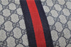 Authentic GUCCI Sherry Line Clutch Hand Bag Purse GG PVC Leather Navy Junk 1411D