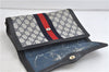 Authentic GUCCI Sherry Line Clutch Hand Bag Purse GG PVC Leather Navy Junk 1411D