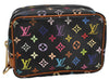 Auth Louis Vuitton Monogram Multicolor Trousse Wapiti Pouch M58034 Black 1411F