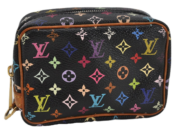 Auth Louis Vuitton Monogram Multicolor Trousse Wapiti Pouch M58034 Black 1411F