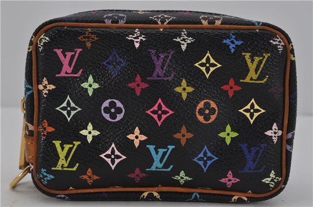 Auth Louis Vuitton Monogram Multicolor Trousse Wapiti Pouch M58034 Black 1411F
