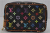 Auth Louis Vuitton Monogram Multicolor Trousse Wapiti Pouch M58034 Black 1411F