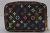 Auth Louis Vuitton Monogram Multicolor Trousse Wapiti Pouch M58034 Black 1411F
